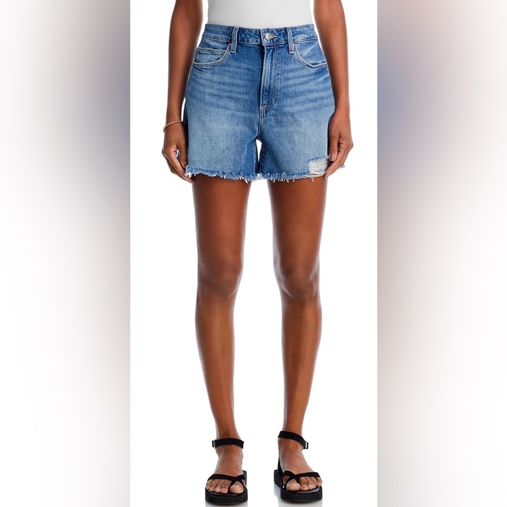 PAIGE Dani High Rise Denim Shorts NWT Leela Deconstructed Size 26 - Picture 3 of 15